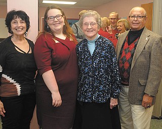 SPECIAL TO THE VINDICATOR
Some of those attending the Sister Jerome’s College Christmas program Dec. 21, from left, were Dr. Patricia Kelvin, mentor; Kayla Sawhill, YSU freshman; Sister Jerome Corcoran; and Dr. Rashid Abdu. Clarence and Rose Marie Smith, supporters of Sister Jerome and her ministries, are in the background.