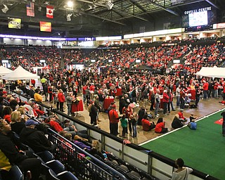        ROBERT K. YOSAY  | THE VINDICATOR..a near capacity crowd watched as YSU battled James Madison for the Championship- finally falling behind before the half and never caught up- ..