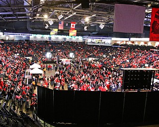        ROBERT K. YOSAY  | THE VINDICATOR..a near capacity crowd watched as YSU battled James Madison for the Championship- finally falling behind before the half and never caught up- ..