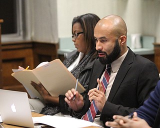 Board member Dario Hunter argues his point during the reorganizational meeting at the Youngstown City School Board of Education in Youngstown on Tuesday, Jan. 10, 2017. ..(Nikos Frazier | The Vindicator).