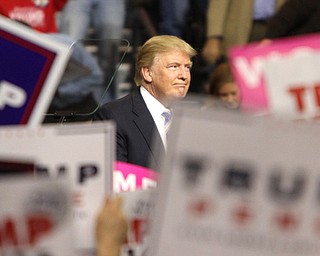 Cleveland, Ohio | Oct. 22, 2016: ..Republican presidential nominee Donald Trump speaks to supporters at the I-X Center on Saturday, Oct. 22, 2016 in Cleveland, Ohio...Nikos Frazier | The Vindicator.