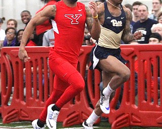 Youngstown State sophomore Lasander Washington  competes in the Men's 60 Meter at the Youngstown State University Track and Field Invitational at the Watson and Tressel Training Site in Youngstown on Friday, Jan. 20, 2017. Washington placed first in his heat with a time of 7.16...(Nikos Frazier | The Vindicator)..