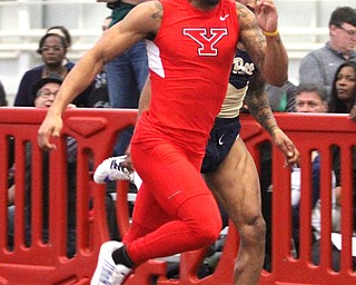 Youngstown State sophomore Lasander Washington  competes in the Men's 60 Meter at the Youngstown State University Track and Field Invitational at the Watson and Tressel Training Site in Youngstown on Friday, Jan. 20, 2017. Washington placed first in his heat with a time of 7.16...(Nikos Frazier | The Vindicator)..
