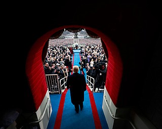 President-elect Donald J. Trump arrives on Capitol Hill in Washington, Friday, Jan. 20, 2017, for his presidential inauguration ceremony.  (Doug Mills/Pool Photo via AP)