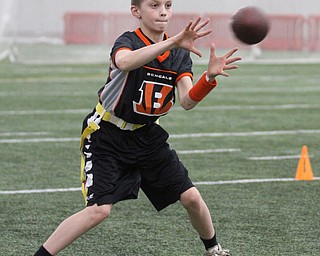 Bengals quarterback Ashton O'Brien(11) of Brookfield waits for the pass during practice at the Watson and Tressel Training Site at Youngstown State University in Youngstown on Thursday, Jan. 5, 2017. ..(Nikos Frazier | The Vindicator)..