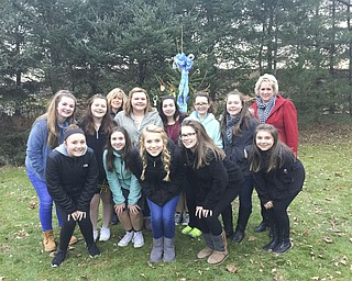 SPECIAL TO THE VINDICATOR: 
Boardman-Poland Juniorettes met in November to make edible decorations for wildlife to be placed on a Christmas tree in Boardman Park. The Juniorettes met Dec. 4 at the Inn at Glenellen, North Lima, for a Christmas party and gift exchange. They handed out handmade cards to residents then decorated the tree at Boardman Park. Juniorettes participating, in front from left, are Sophia Berarducci, Lexie Vernon, Bridget Bobovnyik, Jessica Felliti and Delaney Pallo. In back are Emily Meadors; Izzy Glover; Debbie Weaver, adviser; Giannia Glover; Abby Vernon; Sabrina Goodrich; Gia Radilovic and Yvonne Ford, adviser. For information about the Juniorettes, call Weaver at 330-720-6510.