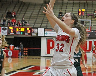 Youngstown State's Jenna Hirsch (32) goes in for an open layup  during the second half of Thursday nights matchup against Green Bay at the Beeghly Center.   Dustin Livesay  |  The Vindicator  1/26/17  YSU