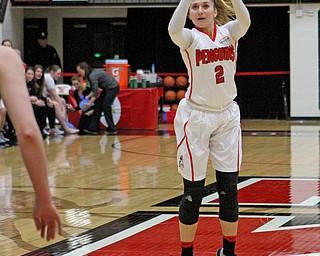 Youngstown State's Alison Smolinski (2) takes a wide open 3-pointer  during the second half of Thursday nights matchup against Green Bay at the Beeghly Center.   Dustin Livesay  |  The Vindicator  1/26/17  YSU
