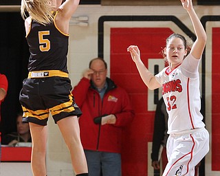 Milwaukee senior guard Alexis Lindstrom(5) goes up for the jumper during the third quarter as the Youngstown State Penguins take on the University of Wisconsin Milwaukee Panthers at the Beeghly Center in Youngstown on Saturday, Jan. 28, 2017. The Panthers won, 78-74...(Nikos Frazier | The Vindicator)..