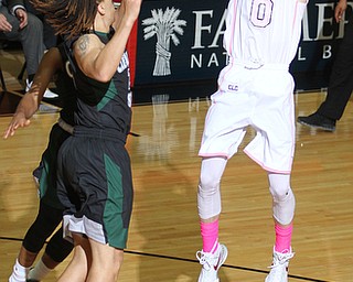 Youngstown State senior forward Matt Donlan(0) goes up for the jump shot during the first half as the Youngstown State Penguins take on the Cleveland State Vikings at the Beeghly Center in Youngstown on Saturday, Jan. 28, 2017. The Penguins won, 67-64...(Nikos Frazier | The Vindicator)..