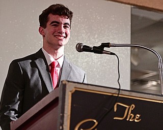 BOARDMAN, OHIO - JANUARY 29, 2017: Nick Hall of Girard speaks at the podium after being awarded the Student Athlete of the Year Scholarship, Sunday evening at the Georgetown. DAVID DERMER | THE VINDICATOR