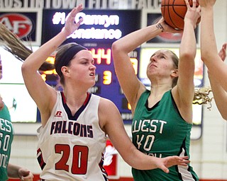 William D. Lewis The vindicator  Fitch's NErika DiFrancesco(20) guards past WB's Shannon Wolfe(40) during Jan.30, 2017 action at Fitch.
