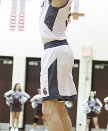 Boardman junior guard Holden Lipke(3) goes up for three during the first quarter as Canfield High School takes on Boardman High School at Boardman High School  in Boardman on Tuesday, Jan. 31, 2017. Boardman won 51-44...(Nikos Frazier | The Vindicator)..