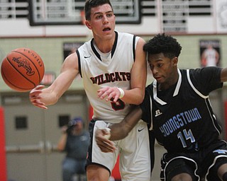 William D Lewis The Vindicator Easts Michael Ramey(14) and Struther's Andrew Carbon(5) during Jan. 31, 2017 action at Struthers.