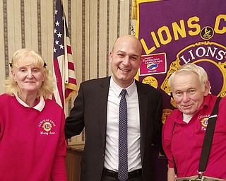 SPECIAL TO THE VINDICATOR: 

Judge Anthony D’Apolito was the guest speaker at the Canfield Lions Club meeting Jan. 19. He discussed his time as Mahoning County juvenile court magistrate and court administrator, the programs he helped initiate for juveniles, and why he ran for Mahoning County Common Pleas Court Judge. Present for the meeting, from left, are Mary Ann Dzuracky, Lions president; D’Apolito; and Ted Filmer, member. Information about Canfield Lions can be found at www.canfieldlions.org or on Facebook.