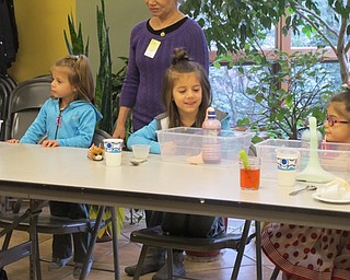 Neighbors | Alexis Bartolomucci.Gabby watched as her water bottle overflowed with bubbles during a Mad Science experiment on Jan. 19 at Fellows Riverside Gardens.