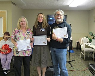 Neighbors | Alexis Bartolomucci.The three winners of the wedding soup contest held up their certificates. Pictured are, from left, Rose Carano - third place, Maureen McCarty - first place and Ed Marsco - second place.
