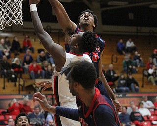 Youngstown State Penguins freshman guard Braun Hartfield(1) goes up for two during the first half as Detroit Mercy University takes on Youngstown State at the Beeghly Center at Youngstown State University in Youngstown on Saturday, Feb. 4, 2017. Detroit Mercy won, 90-80...(Nikos Frazier | The Vindicator)..