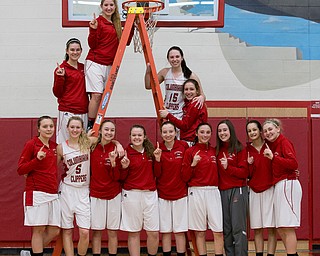 MICHAEL G TAYLOR | THE VINDICATOR- 02-04-17 -Basketball-  Columbiana celebrates their undefeated season. Lady Basketball- Cardinal Mooney vs Columbiana Clippers at Columbiana High School in Richard Berryman Gymnasium, Columbiana,, OH