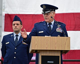 VIENNA, OHIO - FEBRUARY 4, 2017: Major General John P. Stokes speaks at the podium during the Assumption of Command Ceremony, Saturday morning at the Air Reserve Station in Vienna. DAVID DERMER | THE VINDICATOR