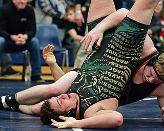 AUSTINTOWN, OHIO - FEBRYARY 4, 2017: Jack Delgarbino of Girard attempts to flip Parker Meaney of Lakeside during their 220lb championship bout Saturday night at Austintown Fitch High School. DAVID DERMER | THE VINDICATOR