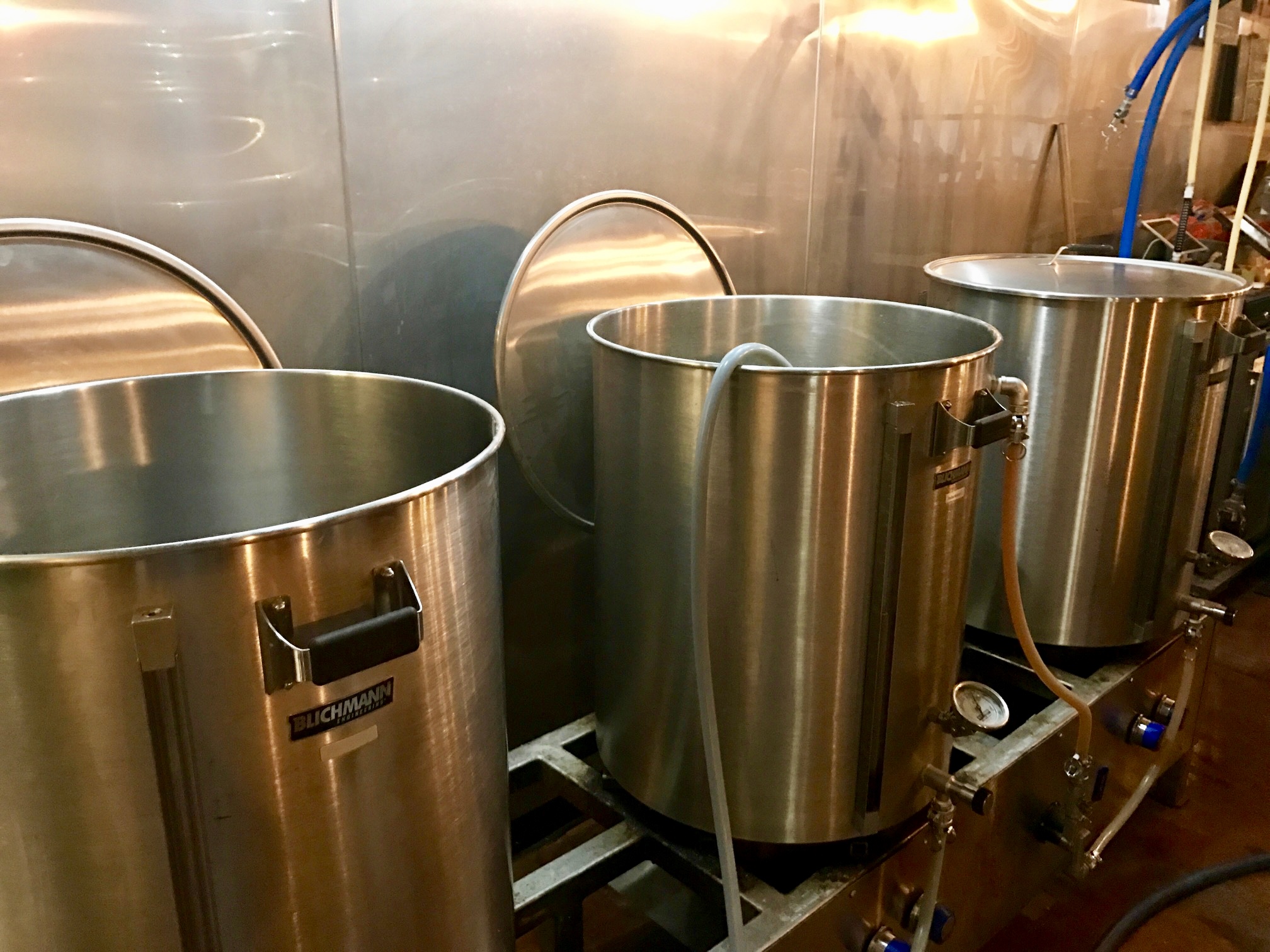 Transferring to boil and add hops and blueberry.