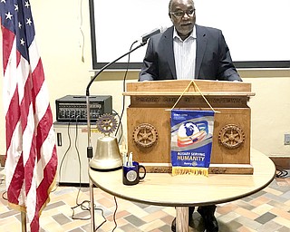 SPECIAL TO THE VINDICATOR
Nathaniel Pinkard, third ward Youngstown City councilman, was the guest speaker at a recent meeting of Youngstown Rotary Club. Pinkard discussed his initiatives such as working with neighborhood associations to promote North Side amenities and enforce building codes. His goals include improving the appearance of the Belmont corridor, bringing more businesses to the area and developing state Route 422. Pinkard was chief of police for Mill Creek MetroParks for 28 years before serving as a councilman. He is the chairman of the facilities management committee of the board of the Community Corrections Association. Rotary Club of Youngstown is part of Rotary International and meets every Wednesday from noon to 1 p.m. in the Manchester Room of the YMCA, 17 N Champion St.