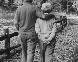 Barbara Cardarelli of Struthers chose this as her submission. “Mom and Dad, Bobbie and Stan Hewitt, taught my sisters and I the true meaning of ‘and the two shall become one.’ Mom died in 2011, three months before their 70th anniversary, yet as this picture shows, they were outwardly affectionate until the end. As they walked in the park, strolled through the mall, or just sat together on the couch, they held hands, stole an occasional smooch, or simply shared a loving glance. Of all the photos we have of them, this one means the most to me. This is love!”
