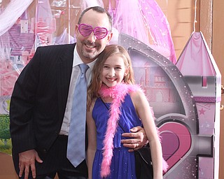 Bob Zupanek and daughter, Sarah(12) pose for a photo at the Daddy and Daughter Princess Dance at Lariccia Family Community Center in Boardman Park in Boardman on Saturday, Feb. 11, 2017. ..(Nikos Frazier | The Vindicator)..