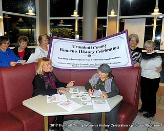 SPECIAL TO THE VINDICATOR
A High Tea Brunch on March 18 will commemorate the 31st annual Trumbull County Women’s History Celebration at the National Packard Museum, 1899 Mahoning Ave. NW. The national theme for the event is “Honoring trailblazing women in labor and business.” Attendants are invited to wear a favorite hat for guest speaker Patty Carver’s presentation “This Old Hat — Women of American History,” a one-woman musical performance. The event also will feature 50-50 and basket raffles. Doors open at 11 a.m. and the program will begin at noon. Tickets are $30 and are available by calling E. Carol Maxwell at 330-360-0901. Proceeds will fund a scholarship for a nontraditional female college student. Committee members preparing from the event, seated from left, are Esther Gartland, chairman, and Maxwell, reservations. Standing are Donna Beatty, Edwina Wolcott, Peggy Boyd, Sandy Mahaffey and Sue Smith. Other committee members are Madonna Chism-Pinkard, Beky Davis, Martha Ellers, Stephanie Furano, Heather Keeling, Renee Maiorca, Theresa Salcone and Julie Vugrinovich.