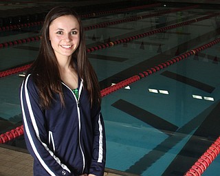 Gia Direnzo poses for a photo at Beeghly Natatorium at YSU in Youngstown on Tuesday, Feb. 14, 2017. ..(Nikos Frazier | The Vindicator)..