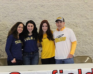 Neighbors | Abby Slanker.The Mancini family, Lori, Anita, Sophia and Frank, celebrated Anita’s signing of her letter-of-intent to continue her soccer career at the University of Toledo at a signing ceremony in the athletic foyer of the high school on Feb. 1.