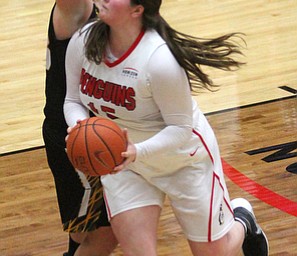 Youngstown State Mary Dunn(15) goes up for a layup during the 2nd quarter as Northern Kentucky University takes on Youngstown State University, Thursday, Feb. 16, 2017 at the Beeghly Center at Youngstown State University. YSU won 77-73...(Nikos Frazier | The Vindicator)..