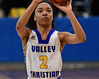 YOUNGSTOWN, OHIO - FEBRUARY 16, 2017: India Snyder #2 of Valley Christian shoots a free-throw during the first half of their game Thursday night at Valley Christian High School. DAVID DERMER | THE VINDICATOR