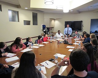 Neighbors | Submitted.Superintendent Vincent Colaluca, Assistant Superintendent Jeremy Batchelor, K-5 Curriculum Director Janet Polish and student representatives discussed topics during Student Leadership Luncheon.