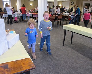 Neighbors | Alexis Bartolomucci.Alexis and Zack Armbrecht participated in the golden egg spoon race during the Willy Wonka program at the Poland library on Feb. 11.