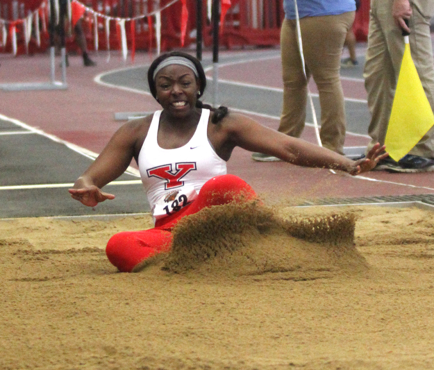 Chandler Killins(182) of Youngstown state competes in the Women's Long Jump at the Horizon League Indoor Track & Field Championship at the Watson and Tressel Training Site, Saturday, Feb. 25, 2017 in Youngstown. ..(Nikos Frazier | The Vindicator)..
