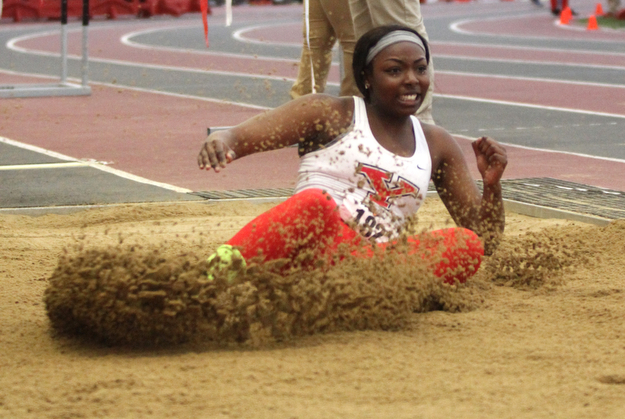 Chandler Killins(182) of Youngstown state competes in the Women's Long Jump at the Horizon League Indoor Track & Field Championship at the Watson and Tressel Training Site, Saturday, Feb. 25, 2017 in Youngstown. ..(Nikos Frazier | The Vindicator)..