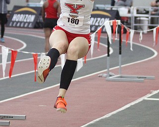 Brianna Hoyt(180) of Youngstown State competes in the Indoor Pentathlon Women's Long Jump at the Horizon League Indoor Tack & Field Championship at the Watson and Tressel Training Site, Saturday, Feb. 25, 2017 in Youngstown. ..(Nikos Frazier | The Vindicator)..
