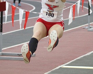 Brianna Hoyt(180) of Youngstown State competes in the Indoor Pentathlon Women's Long Jump at the Horizon League Indoor Track & Field Championship at the Watson and Tressel Training Site, Saturday, Feb. 25, 2017 in Youngstown. ..(Nikos Frazier | The Vindicator)..