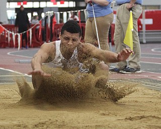 Bryce McMurty(358) of Milwaukee competes in the Men's Long Jump at the Horizon League Indoor Track & Field Championship at the Watson and Tressel Training Site, Saturday, Feb. 25, 2017 in Youngstown. ..(Nikos Frazier | The Vindicator)..