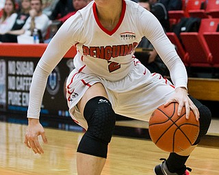 MICHAEL G TAYLOR | THE VINDICATOR- 02-25-17  -Women's  Basketball-  1st qtr., YSU's #2 Alison Smolinski drives to the hoop. Detroit Mercy Titans vs YSU Penguins at YSU, Beeghly Center in Youngstown, OH