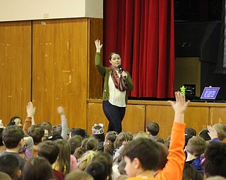 Neighbors | Abby Slanker.Brigid Ratcliffe, of The Sandy Hook Promise, engaged C.H. Campbell Elementary School students in a conversation about Start With Hello Week during a visit to the school on Feb. 9.