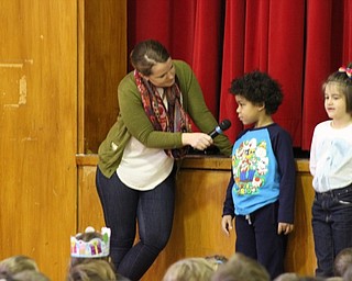 Neighbors | Abby Slanker.Brigid Ratcliffe, of The Sandy Hook Promise, asked volunteer C.H. Campbell Elementary School students what their favorite thing to do was during an ice breaker lesson while visiting the school to promote Start With Hello Week on Feb. 9.