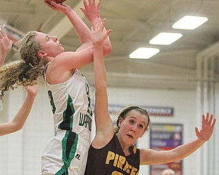 William D. Lewis The Vindicator  Westbranch's Kyla Hovorka(23) shoots over South East's Hannah Schill(22) during 3-2-17 action at Fitch.