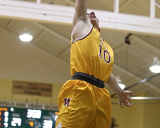 Pat Pelini(10) of Cardinal Mooney goes up for a layup during the 4th quarter as Cardinal Mooney takes on Ursuline, Friday, March 3, 2017 at Ursuline High School. Ursuline won 39-37...(Nikos Frazier | The Vindicator)..