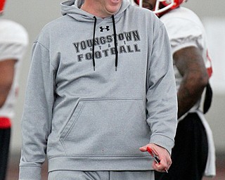 William D Lewis the Vindicator YSU head coach Bo Pelini during 3-3-17 practice at WATTS Center.
