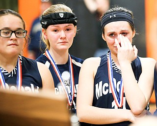 03-04-17 -Lady Basketball-   McDonald receives their runner up D4 district trophy.McDonald Devils vs Jackson-Milton Blue Jays at Mineral Ridge High School in Mineral Ridge, OH.