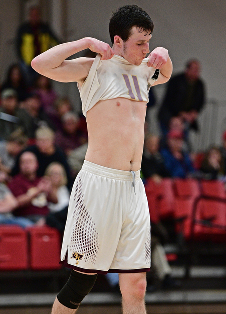 SALEM, OHIO - MARCH 7, 2017: Dan Ritter #11 of South Range reacts while walking off the court after the final buzzer after the second half of their game Tuesday night at Salem High School. DAVID DERMER | THE VINDICATOR