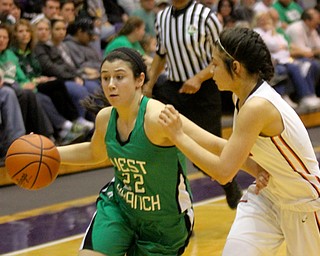 William D Lewis The Vindicator WB'sDelaney Rito(22) drives past  Pdua's Alex Pillin(4).